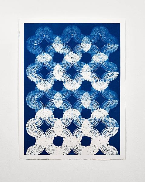 Valentin Merle, 162 quarts de cercle (compositon), 2021 Cyanotype sur papier (Etat III), 76×56cm